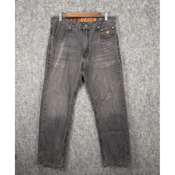 Harley-Davidson Men's Jeans 34x32 Gray Denim Classic Straight Fit - Picture 1 of 10
